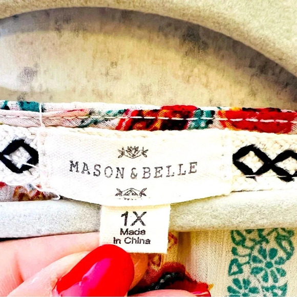 MASON & BELLE 1X PLUS WOMENS FLOWERY EMBROIDERY WHIMSICAL COASTAL BEACH CARDIGAN - Picture 2 of 6